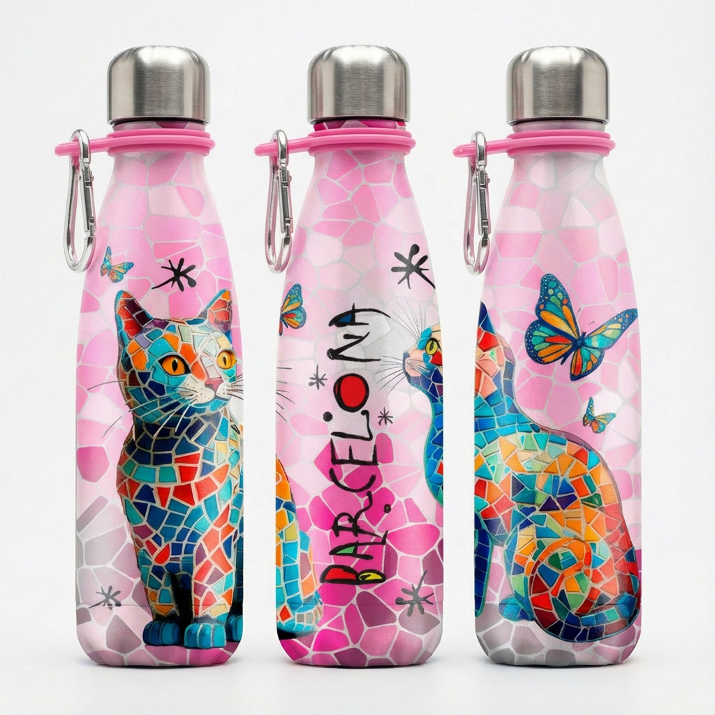 Botella Termo de Acero Inoxidable 500 ml - Gato