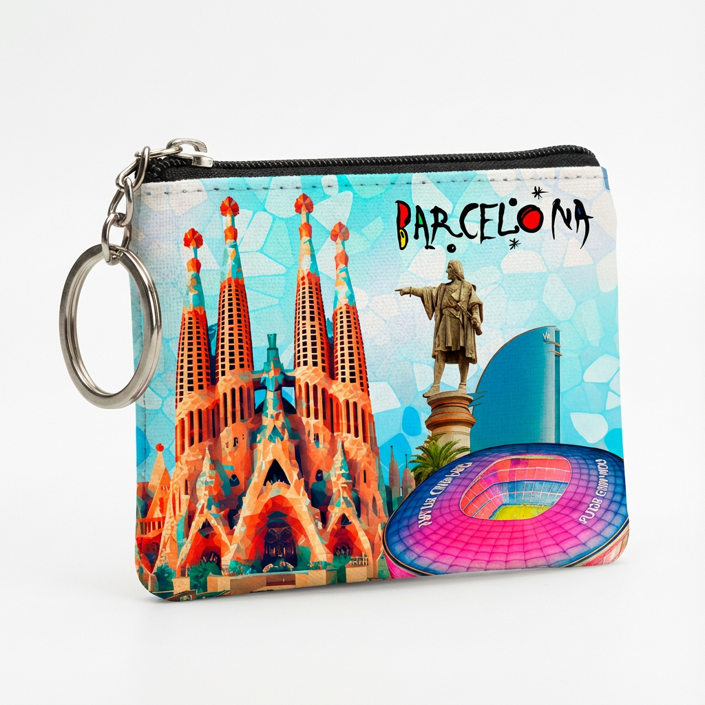 Monedero Barcelona Sagrada Familia + Camp Nou – 12 × 9 cm