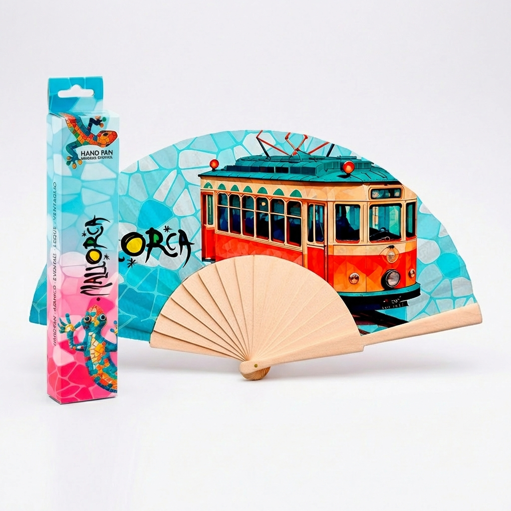 Abanico Mallorca Tramvia – 42x23 cm | Madera