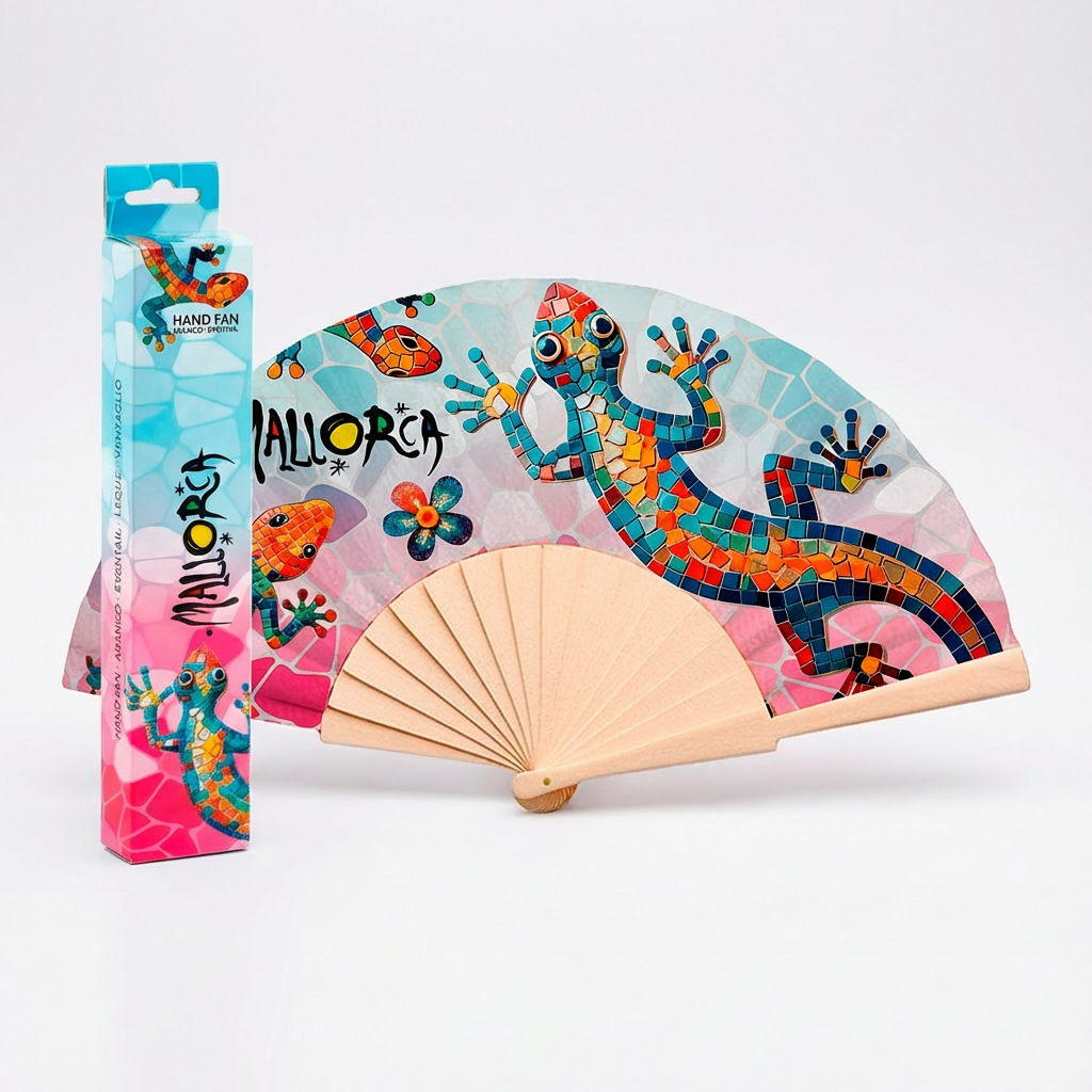 Abanico Mallorca Lagartija – 42x23 cm | Madera