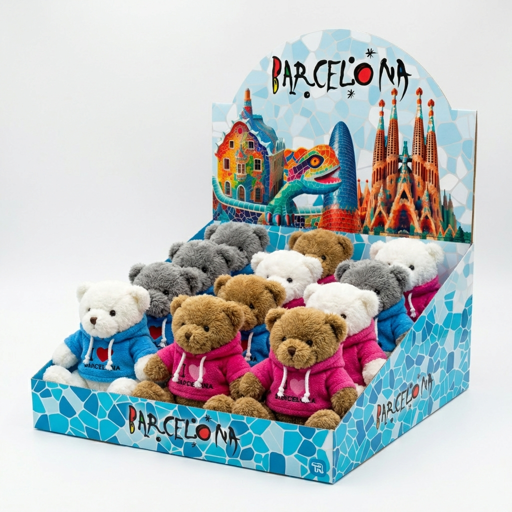 Oso de Peluche “I Love Barcelona” – 15 cm (Display 12 uds)