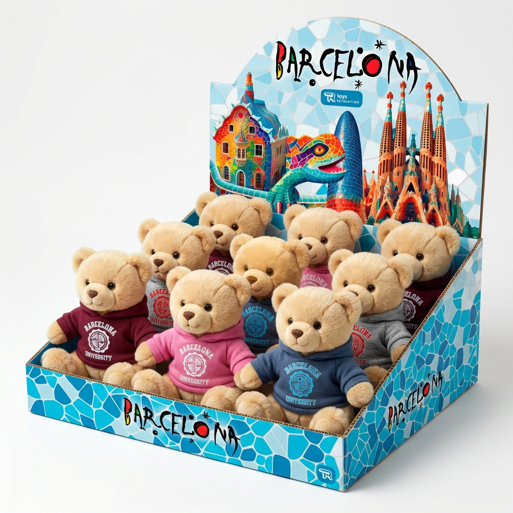 Oso de Peluche Barcelona University – 17 cm (Expositor 12 uds)