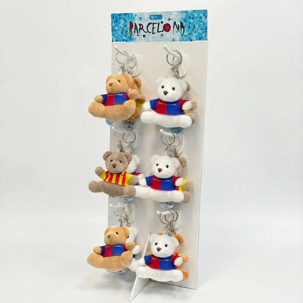 Llavero de Peluche Barcelona – 10 cm (Expositor 24 uds)