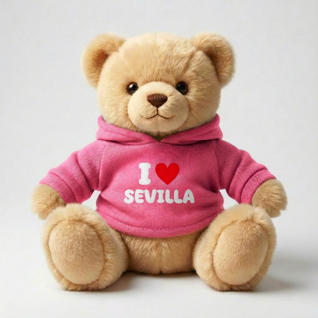 Oso de Peluche Sevilla con Sudadera – 17 cm (Caja 12 uds)
